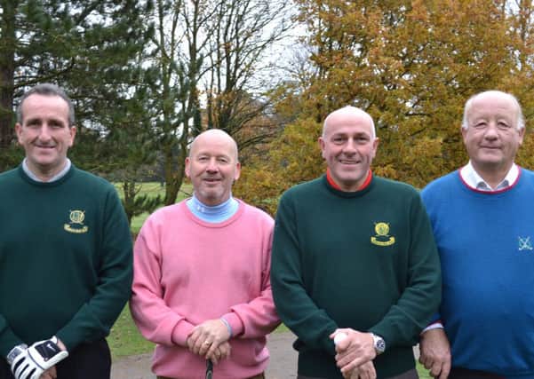 Chris Gilmore, Geoffrey Gibb, Terry Gilmore and Derek Wilson about to tee off at Lisburn.