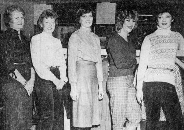 1981 - Models who took part in a fashion show at Loughan Special Care School, organised by the staff for the George Sloane Trust Fund. They are (from left) Madeline Stevenson, Edna Mallon, Moira Gregg, Fiona Carson and Carol Orr. INBT48-751F