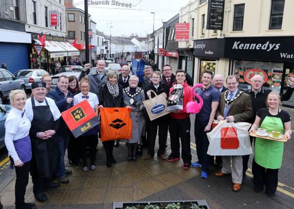 Mayor of Ballymena Cllr Audrey Wales and President of the Ballymena Chamber of Commerce & Industry Thomas McKillen joined local independent traders at Tuesday's launch of 'Small Business Saturday', a scheme to encourage shoppers to support their local independent businesses, which will be held on Saturday December 7th. INBT 49-101JC