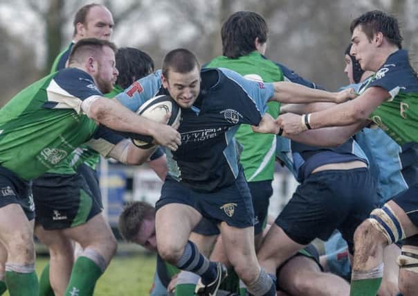 Action from the Ballymoney v Ballynahinch rugby semi-final game.
