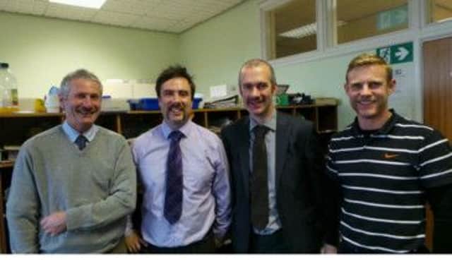 Larne Grammar School teachers Mr Christie, Mr McCoy, Mr Lambe and Mr Lowe, all ditched their razors for the month of November to raise money for charity.  INLT 50-675-CON