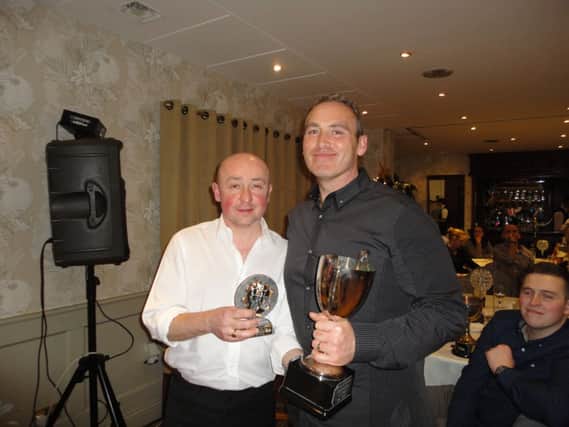 Sean Kealey receives one of his trophies. Sean is the 10 Mile and 25 Mile Time Trial Club Champion, the 10 Mile and 25 Mile Inter Club Time Trial Champion and he also won the 10 Mile '2 Up' Time Trial with Jane Miller.