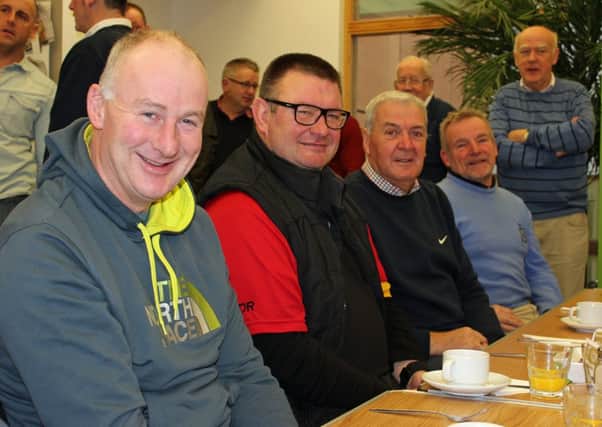 Neil McIlwaine, Ivor Lennon, Paddy Meehan and Richard Dawson enjoying the breakfast. INLM50-3