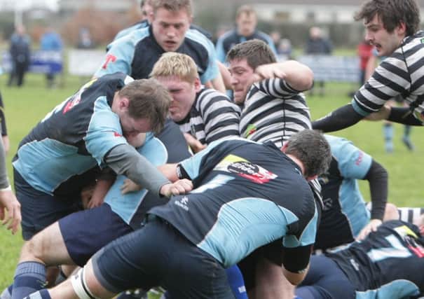 RUCK 'N ROLL. It's all action from the Ballymoney senior rugby game v CIYMS  on Saturday.INBM50-13 107SC.