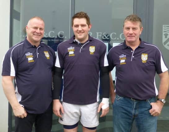 Coleraine Rugby Club Thirds skipper, Robert Andrews, thanks Stephen O'Neill, O'Neills Caravan Park, Castlerock and Craig McCorkell, Chequers, Coleraine, who donated team polo shirts to each member of the Thirds on Saturday.