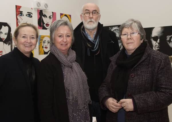 Pictured at the staging of 'Game of Two Halves' in The Playhouse were, from left, Pauline Ross, Director of The Playhouse, Jane Coyle, Producer, Eamon Baker and Brid McGrath. INLS5113-107KM