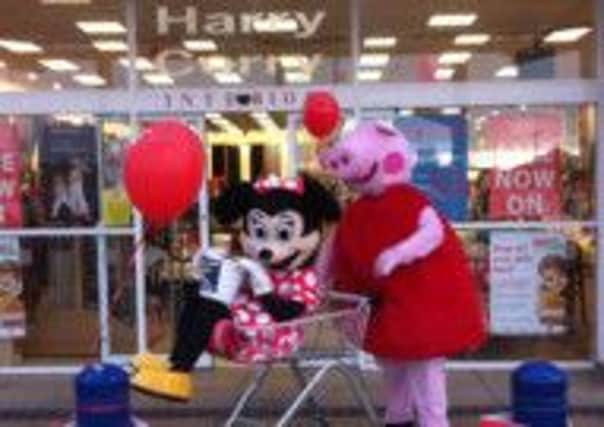Minnie Mouse and Peppa Pig at Harry Corry in Rushmere.