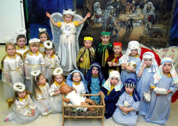 The pupils of Ahoghills Stepping Stones Nursery ready to go on stage and perform their annual nativity play for family and friends. INBT 51-813H