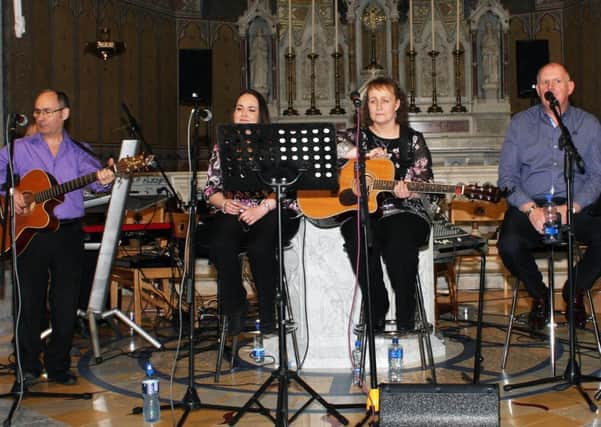 Artists who performed at the Gospel Concert in All Saints on December 5 included ( l-r )Eugene O'Dornan , Emma O'Dornan Moira Crawley and Tony Kerr. The concert was a huge success raising over £2000 for Salvation Army and St.Vincent De Paul Christmas family appeal.