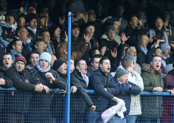 Ballymena United fans in good voice during the Boxing Day win at Coleraine.