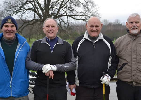 Noel Robinson, Billy Lutton, Tom Scott and David Wightman about to tee off at Lisburn.