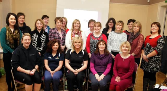 JUST 'WONDER'FUL. Pictured are members of staff from Ballymoney Council, who are taking part in a 12wk 'Wonder Women' programme. Included from Action Cancer are Health Promotions Officers Marie McAuley and Lorraine Savage.INBM3-14 007SC.