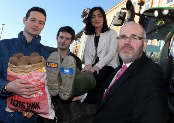Dungiven farmers  Brian and James McCartney are pictured at the launch of the new series at UTV with Veronica Cunningham, producer / director of Rare Breed and Michael Wilson, Managing Director, UTV Television