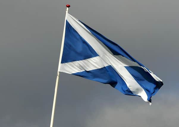 The national flag of Scotland.