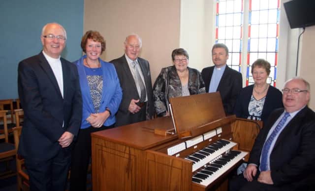 Pictured at a Service of dedication for a new organ at Ramoan Presbyterian Church on Sunday, January 19 are Mr Samuel McCormick and his wife, Charlotte, daughter, Karen, Rev. David Clarke, Minister Emeritus Terrace Row Presbyterian Church, Coleraine, Rev. Peter Turton, minister of Ramoan, organist Mrs Elizabeth White and Mr Stephen Corry, Allen Organ, who gave an organ recital.INBM05-22-14 100F