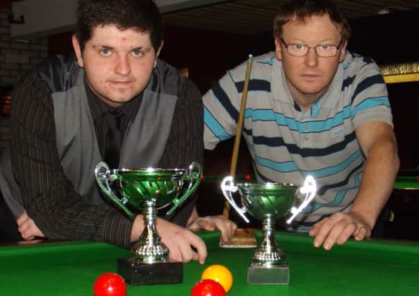Colin and Dessie who contested the final at Rafters' snooker club in Ballymoney.