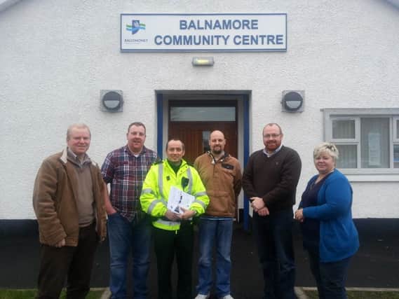 Pictured outside the new Balnamore office.