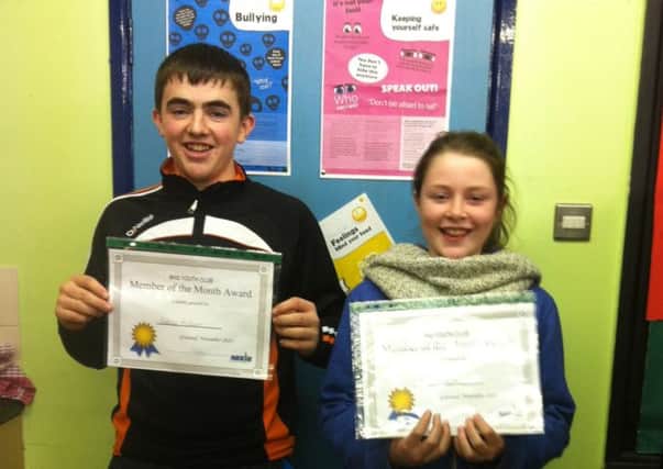 Ballycastle Youth Clubs Member of the Month for December was awarded to Charlie McHenry and Aibh Scanlan. INBM6-14