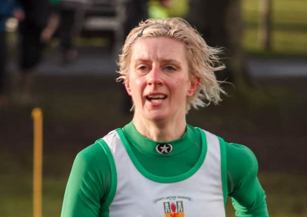 County Antrim Harriers runner Louise Smart pictured at Saturday's cross country event in Lurgan.