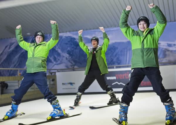Harry McDowell, 14, from Banbridge (left) was joined by fellow Ski Club Ireland team mates Jordan Hanna , 15 from Carryduff (back) and Jack Pang, 14 from Holywood.
