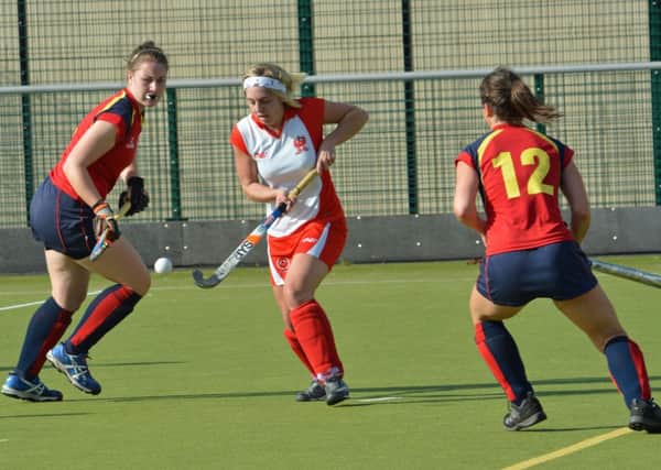 Laura Withers, seen here in action against Ballyclare Ladies, was on target in the 3-2 win over Victorians.