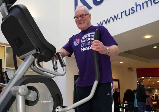Big Pat Christe taking part in the 5 Marathon for the Southern Area Hospice at Rushmere Shopping Centre.INLM05-607.
