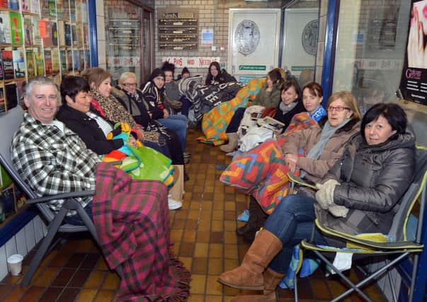 Some of the Garth Brooks fans who are camping out overnight outside Skelton Travel to make sure of getting tickets for the Dublin concert. INLM05-205.