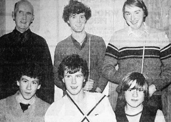 1983 - Parochial Star snooker tea. Front row: T. Lyness, M. O'Donnell, and S. O'Reilly. Back row: J. O'Brien, S. McCormick and M. Convery. INBT05-753F