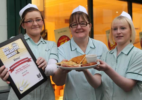Caoimhe Hunter Eileen McCloskey and Beckey McAuley from Donnelly's winner of the Northern Ireland Best Breakfast award