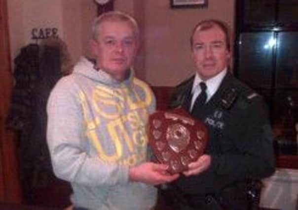 The PSNI Perpetual Shield will be presented annually to the winner of the Boxing Day Shoot at the recently formed Blackwater Clay Pigeon Club in Dervock. The first winner was Tony King. INBM07-14