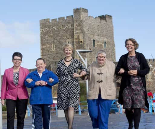 Mencap is looking for people from Carrick to volunteer for Link Me.  Pictured are Wendy Osborne, chief executive of Volunteer Now, Hubert Redmond from local Mencap group Carrickfergus Senior Gateway Club, Maureen Piggot, director of Mencap in Northern Ireland, Elizabeth Crozier of Carrick Senior Gateway and Joanne McDowell, director of the Big Lottery Fund NI.  INCT 07-675-CON