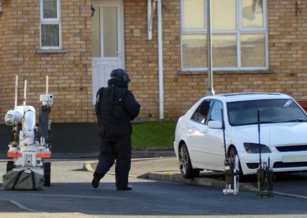 An Army Technical Offiicer with robot in Carrigart Manor on Tuesday Morning. INLM07-218.