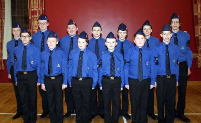 Members of the Drill Squad at First Ballymoney Boys Brigade who took honours at the Northern Ireland District Squad drill competition in Antrim.INBM07-14 133F