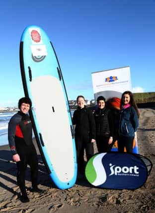Pictured at the launch on this new initiative are Ricky Martin - Alive Surf School, Pauline Graham - Autism Initiatives NI, Caro-lynne Ferris - Outdoor Recreation NI  and Edel Cosgrove - Sport NI.