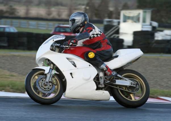 Antrims Lee Osprey on his 400 Kawasaki at the MCUI Training School at Bishopscourt last weekend. Picture: Roy Adams.