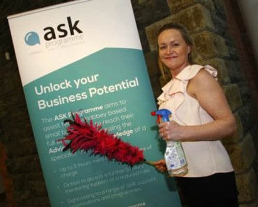 Clare Getty, Managing Director of Getty Cleaning Services, encourages small businesses to apply for specialist support offered through Newtownabbey Borough Council's ASK Programme. INNT 08-520CON