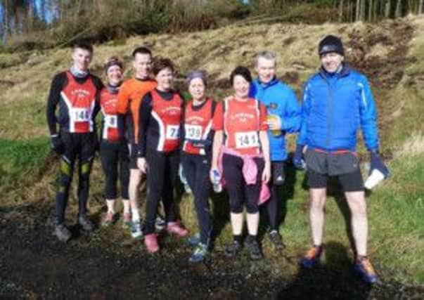 Larne AC competitors at the NiRunning trail race at Ballyboley Forest.