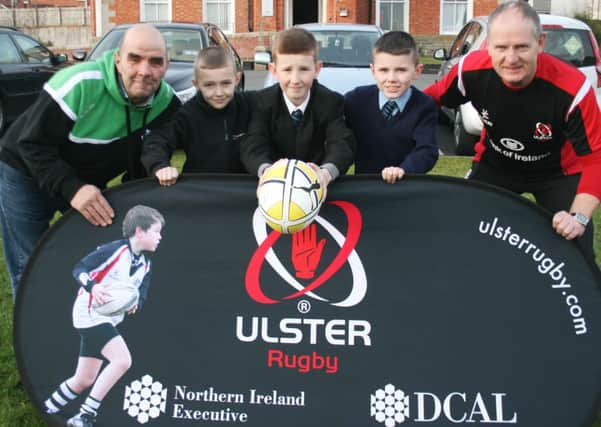L-R: Scap from Colin Partnership, Shea Davey, Brendan Kerr, Padraig McIntyre and Roy Lawton from Ulster Rugby.
