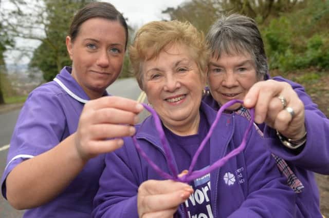 Northern Ireland Hospice Vice President Olivia Nash is pictured with Hospice Nurse, Debbie Sharkey and local Antrim & Randalstown Hospice Support Group Member, Mary Peacock.
