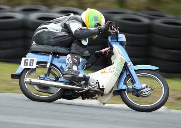 Jamie Masterson getting well into one of his stints on his 90cc modified bike.