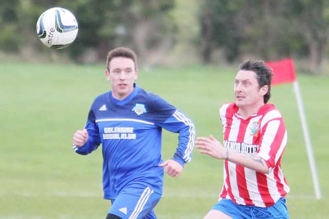 Action from Portrush Old Boys victory over Glebe Rangers Old Boys on Saturday.