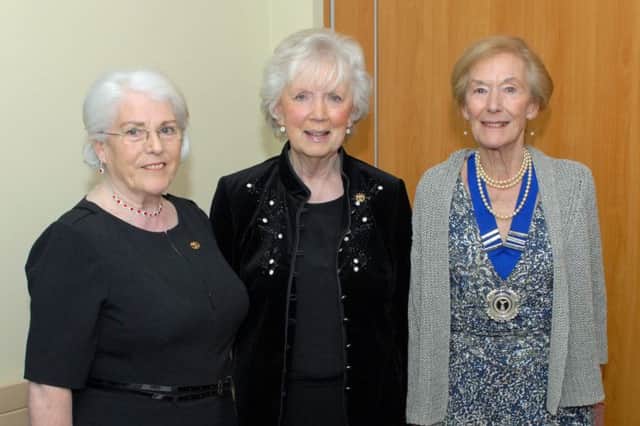 Attending the Carrickfergus RAF Association annual dinner are (centre) Lord Lieutenant of County Antrim Joan Christie OBE, Carrick RAFA Vice President Rosaleen Corr and President Claire Pauley. INCT 09-007-PSB