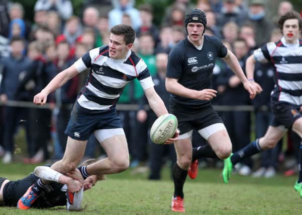 Wallace High School's Jacob Stockdale in action against Campbell College. Pic by Brian Little/Presseye