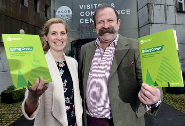 Pictured at the Ecos Centre, Ballymena are Ruth Morgan, NITB Policy & Environmental Officer with Dick Strawbridge, guest speaker at the Green Tourism Masterclass.