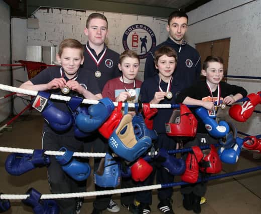 Christopher Linton, Ross Henderson, Darius Parke, Ben Henderson, Adam Linton and Adam Deighan of Coleraine Boxing Club who won gold and silver medals at the recent County Derry Boxing Championships. INCR10-144PL