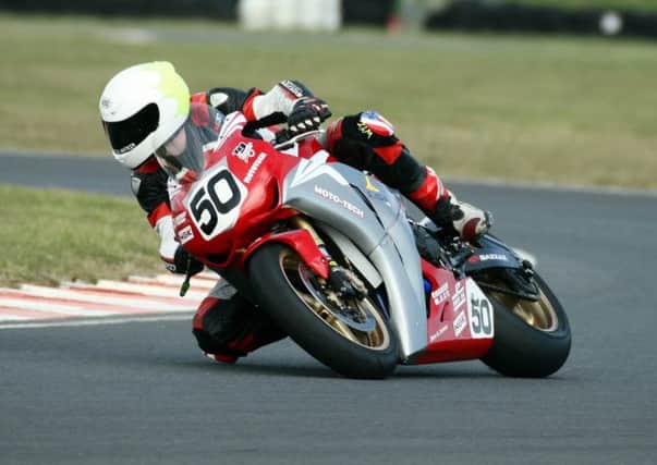 Mark Glasgow on his Honda at Bishopscourt. Mark will be hosting a Night at the Races for the Kilbride Playgroup this weekend.  Picture: Roy Adams.