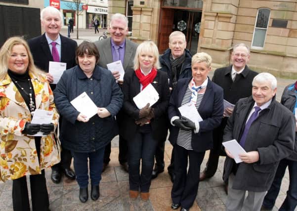 DUP candidates at Coleraine Town Hall on Saturday.CR10-110SC.