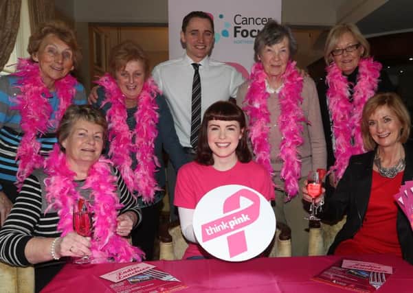 Members of the Ballymena Cancer Focus support group were joined by Cancer Foucs Community Fundraiser Suzi McIlwain (front centre), Lybis McAllister of Ultimate Fashion (front left) and Gus McConville of Tullyglass House Hotel at last week's launch of the Ladies Luncheon and Fashion Show which will be held in Tullyglass on March 19th at 12.30. Back row, L-R, Enid Millar, Jean Kennedy, Gus McConville, Iris Hamilton, Vivian   Front, L-R, Betty Millar (chairperson of Ballymena Cancer Focus), Suzi McIlwaine, Lybis McAllister. INBT 10-100JC