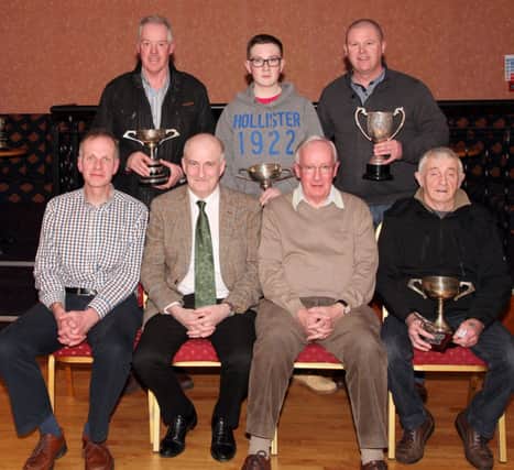 Prizewinners and committee pictured at the Coleraine Anglers' Association Ltd AGM held at the Montra Club on Tuesday evening. Seated are, Mark Henderson (secretary), Alan Morrow (treasurer), David Harkness (chairman), and Barney McLean (prizewinner). Standing are prizewinners; Garry Stewart, Andrew Laverty, and Paul Nash. INCR10-119PL