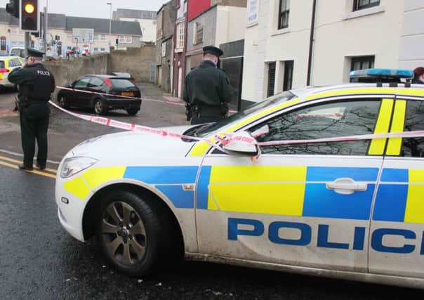 Police at the Waterside area of Coleraine on Saturday morning after a body was discovered.PICTURE MARK JAMIESON.
